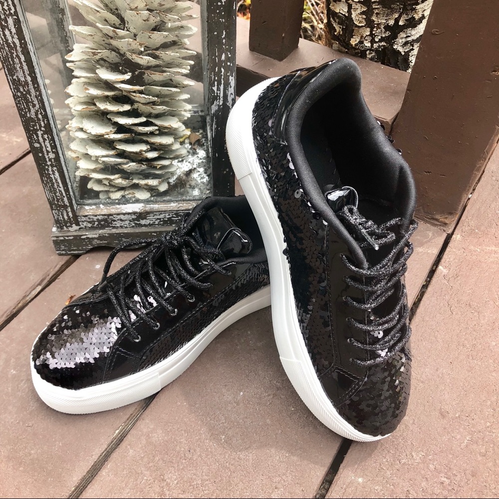 FINAL SALE! Last Sizes!!! Black Sequin Sneakers - Picture 5 of 8